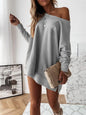 Loose Fit Long Sleeve Solid Color Sweater