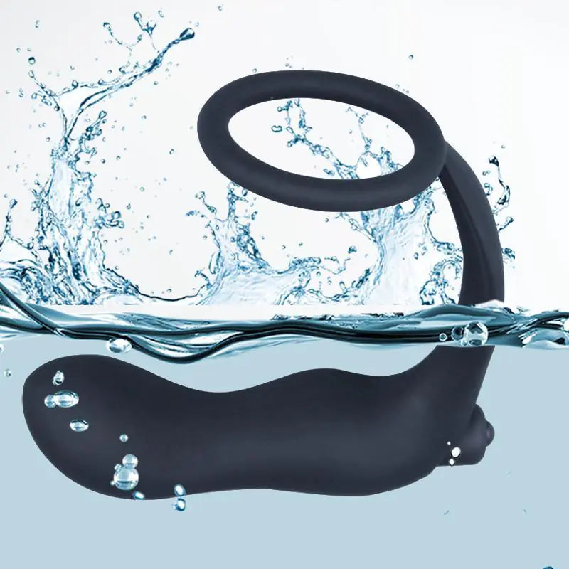 Anillo Vibrador con Bloqueo y Juguetes de Plug Anal Punto-G