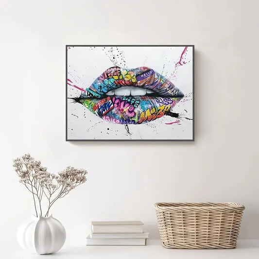 Arte en Lienzo de Labios con Grafiti Callejero para Decoración del Hogar