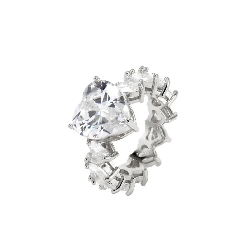 Heart Inlaid Zircon Ring