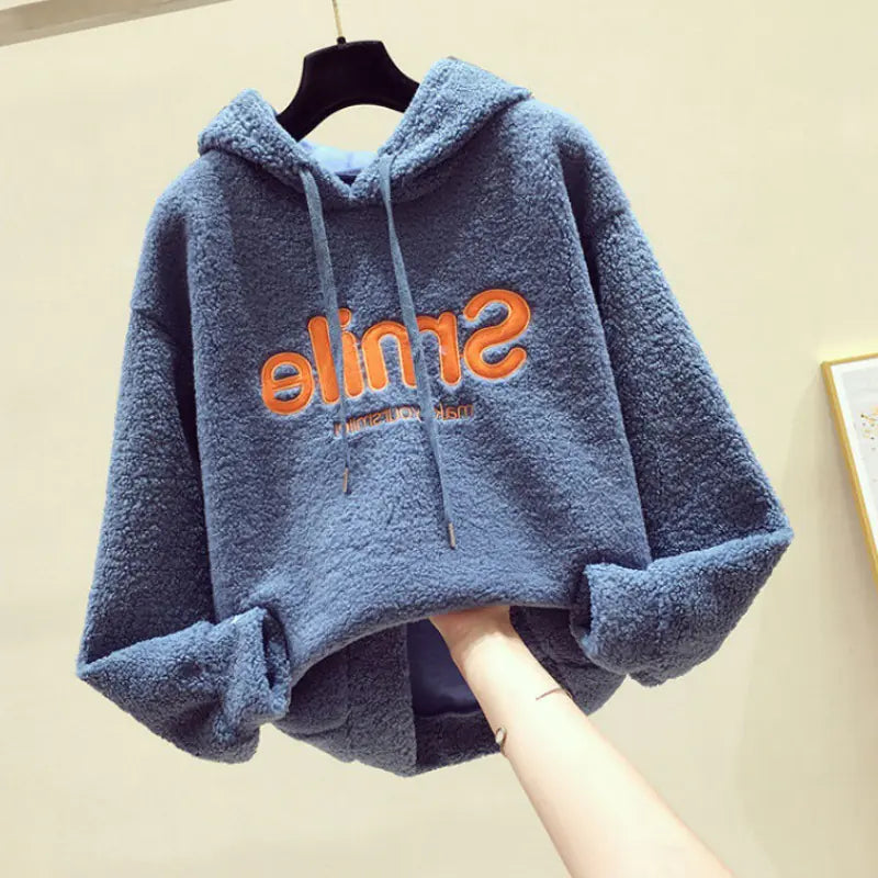 Fleece-Lined Thick Hooded Sweatshirt for Women