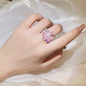 Heart-shaped Cherry Blossom Zircon Diamond Ring for Women