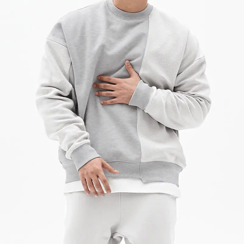 Men's Crew Neck Sweater with Drop Shoulder Sleeves