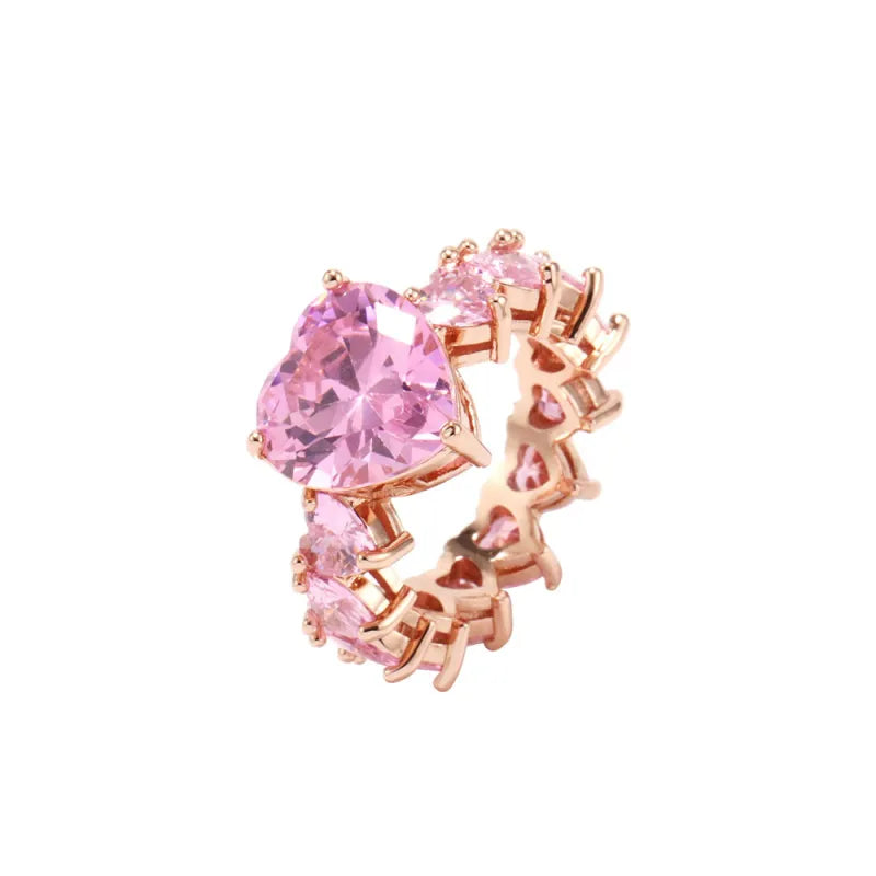 Heart Inlaid Zircon Ring